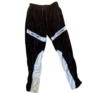 Avoir Couture Black & White Velour Track Pants